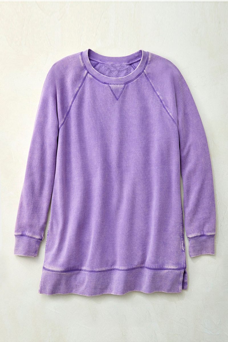 colorwash tunic sweatshirt bright aster 16 65778