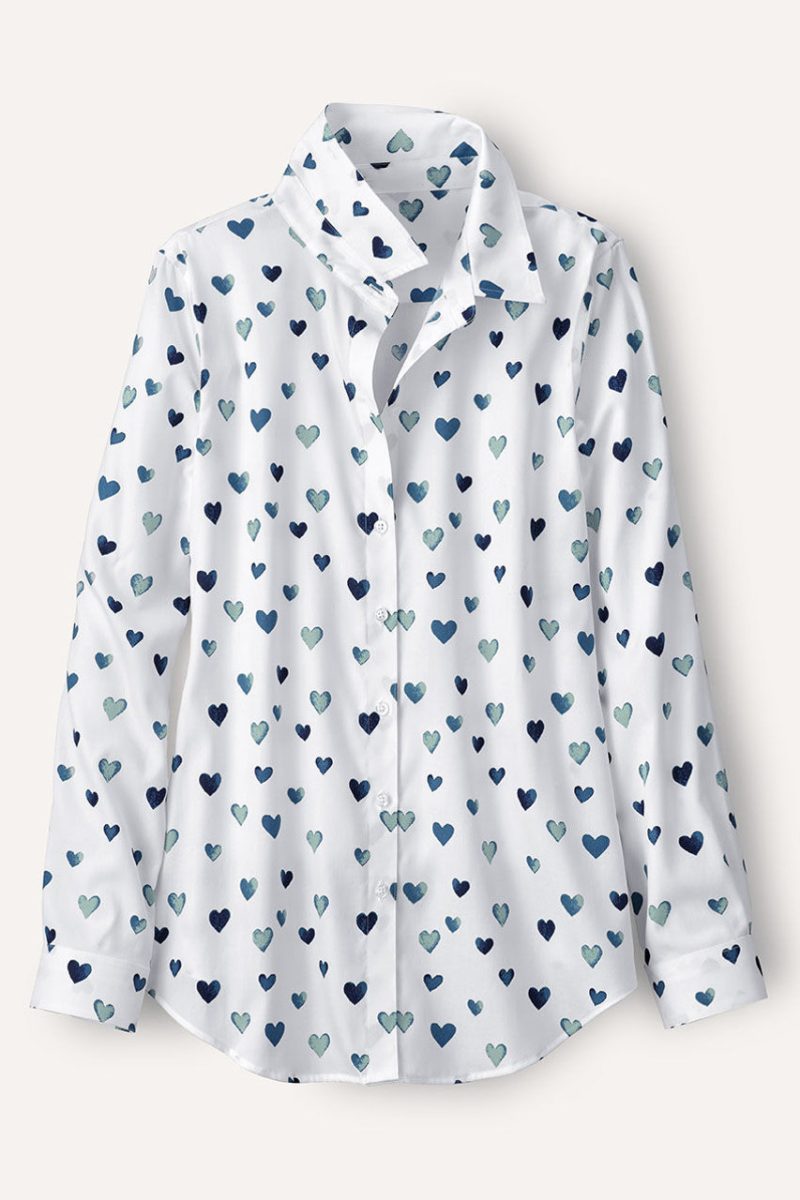 confetti hearts long sleeve no iron shirt white blue 4 81355 44051