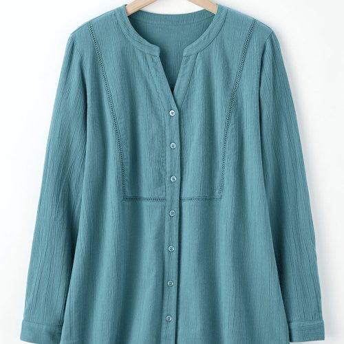 crinkle cotton openwork big shirt cerulean 5 69232