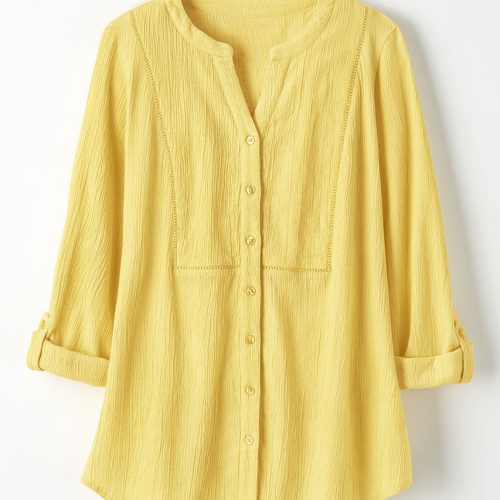 crinkle cotton openwork big shirt daffodil 12 05905