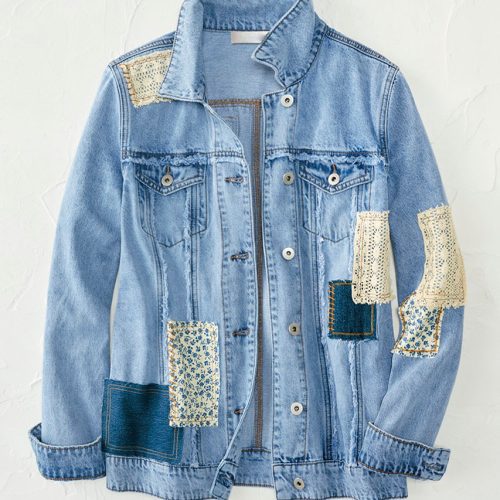 denim lace jacket light wash 0 09800