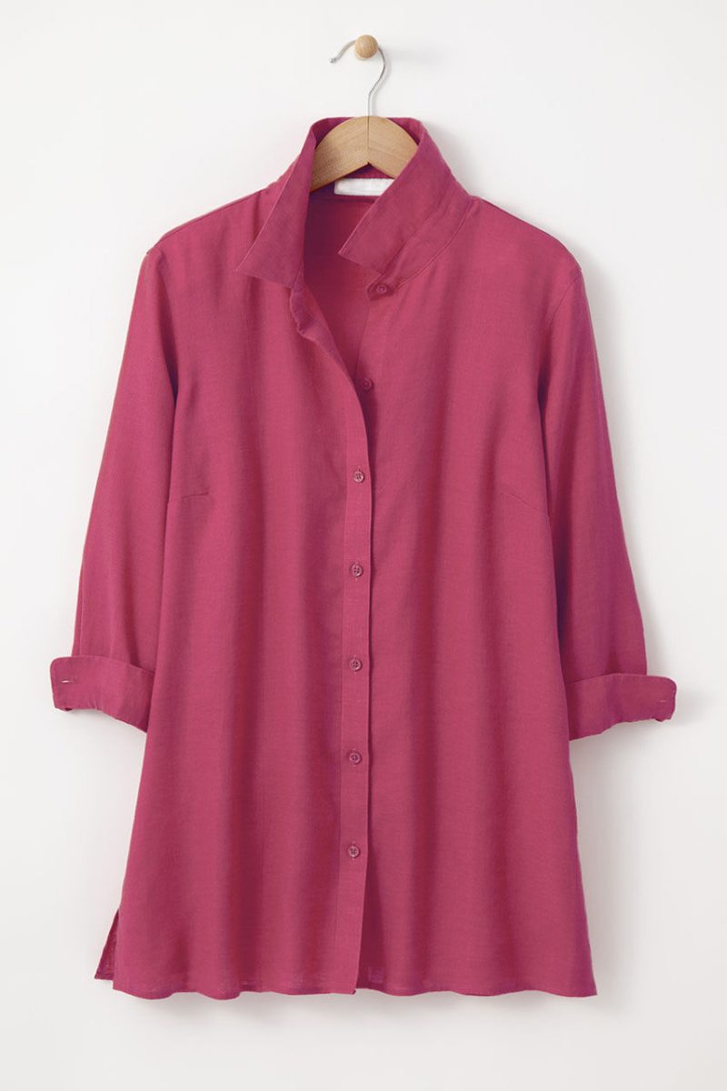 easy care linen big shirt raspberry 7 57308