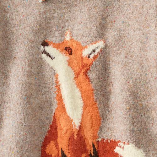 falling for foxes sweater heather oatmeal multi 1 03255