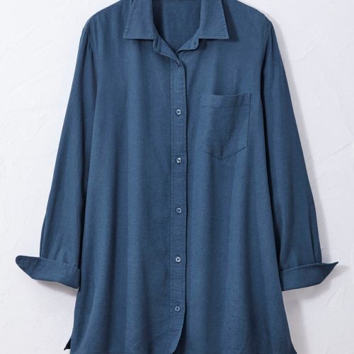 linen blend big shirt dark dusty blue 4 16093