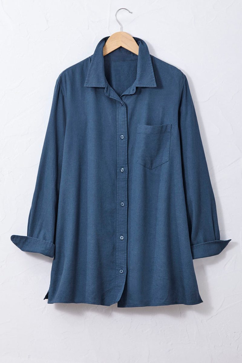 linen blend big shirt dark dusty blue 4 16093