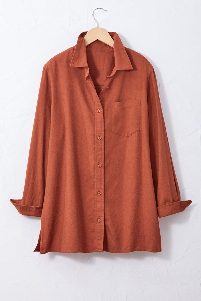 linen blend big shirt spice 0 18036