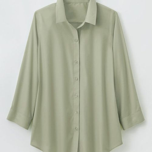 no iron 3 4 sleeve shirt soft sage 19 19626