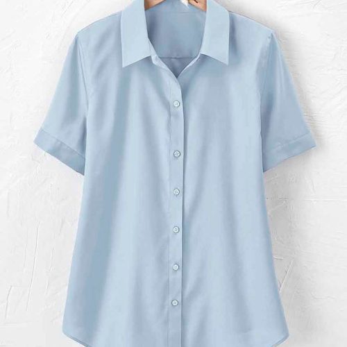 short sleeve stainstop no iron shirt blue mist 0 38289