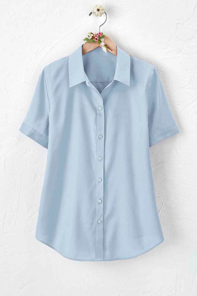 short sleeve stainstop no iron shirt blue mist 0 38289