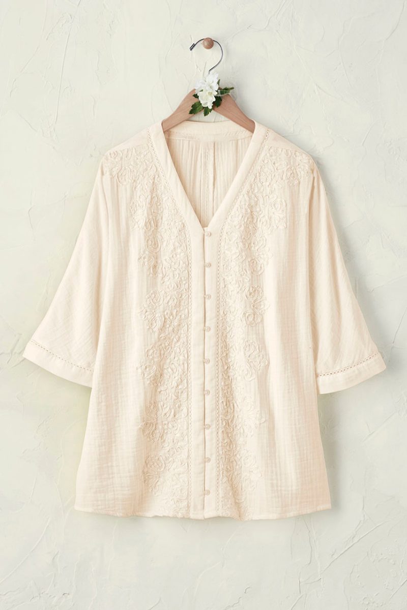 summer breeze gauze soutache blouse ivory 0 80115