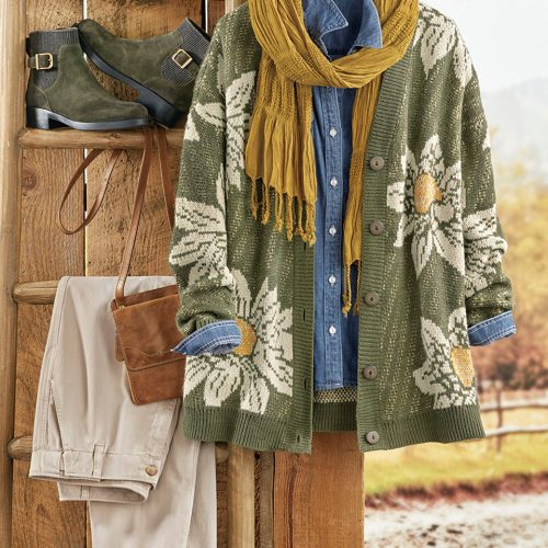 sunflower cardigan dark olive multi 3 95669