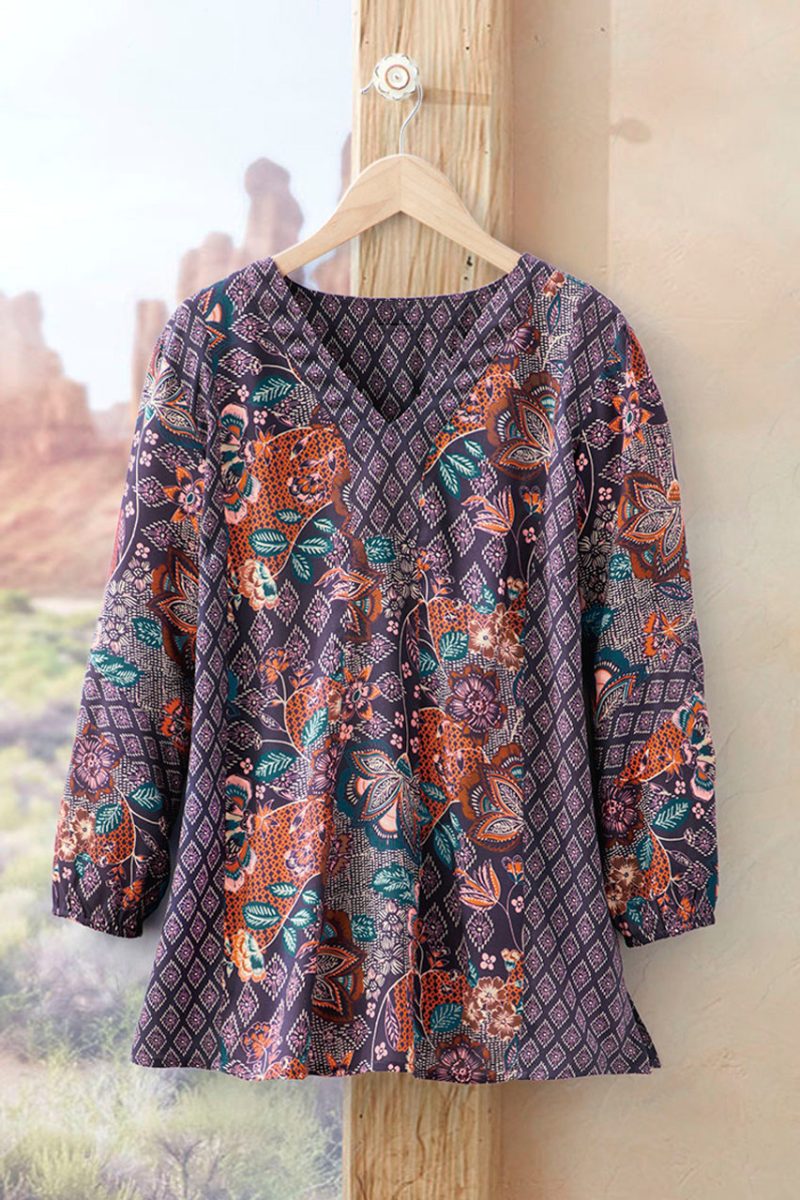 twin print melody tunic navy multi 0 09244 32231