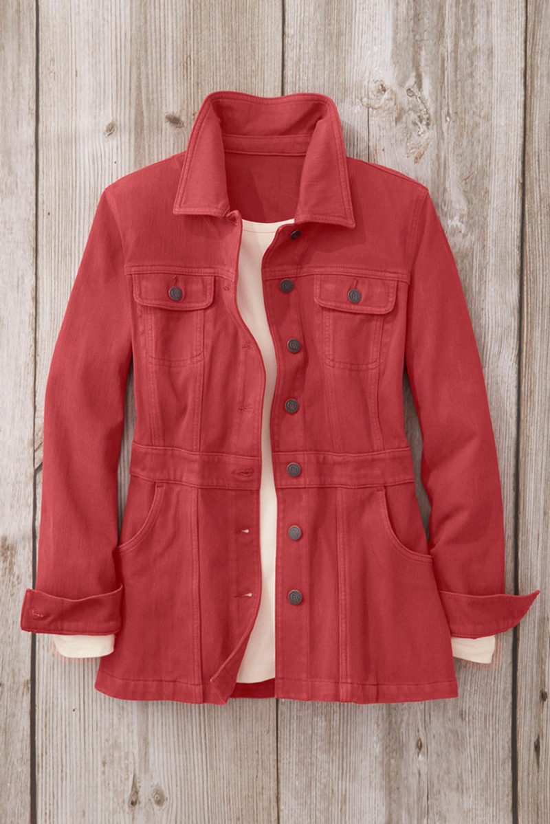 urban trails knit denim jacket rosa red 18 43989